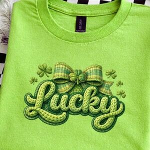 St Patrick's Lucky Faux Embroidered Yarn Design New S M L XL 3D Beautiful Green